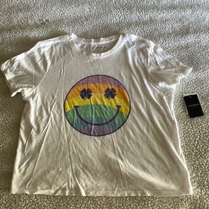 Lucky Brand Pride smiley face T-shirt cropped